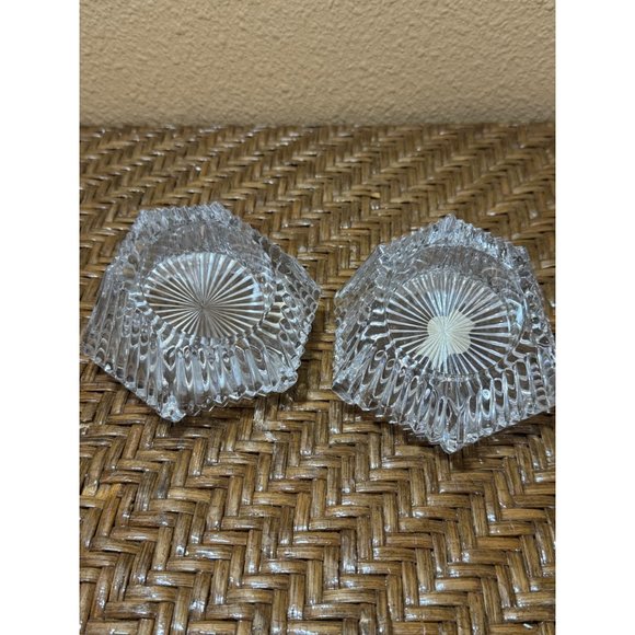 Vintage ANNA HUTTE BLEIKRISTALL Lead Crystal Candle Holder Pillar Set of 2 - Picture 4 of 8